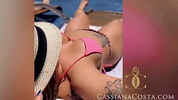 blonde cassiana costa in bikini at beach compilation