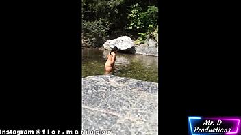 Horny Latina Slut Masturbates Naked In River