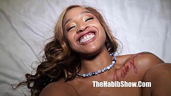 Jovan Jordan grins from Mena Carlisle's pussy