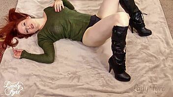 Lady fyre explores sweater fetish with sensual teasing