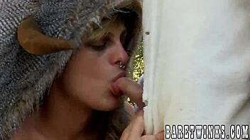 lusty twink gets double teamed and facialized outdoors by friends