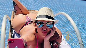 blonde cassiana costa in bikini at beach compilation