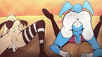 Robot Jenny X hooks up with Brit and Tiff in futa parody