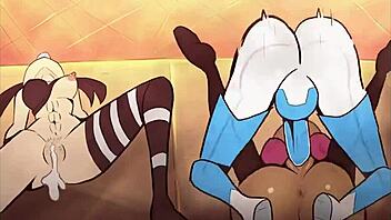 Robot Jenny X hooks up with Brit and Tiff in futa parody