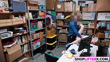 teen caught shoplifting gets punished with cock in office