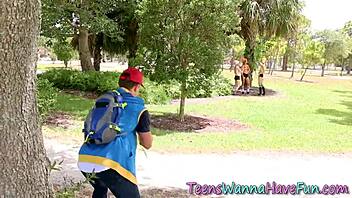 Teens' tight pussies fucked and stretched hard at party!