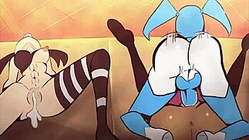 Robot Jenny X hooks up with Brit and Tiff in futa parody