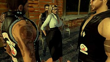 Blonde Slut Feels Intense Emotions in Biker Gangbang