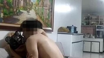 Rough couch sex with blonde Filipina model in cosplay