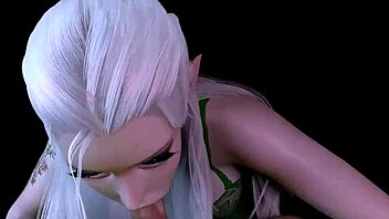 Cartoon babe with emerald eyes performs a POV oral sex in an animated adult video
