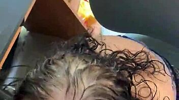 Milf gets facial with cum on her lips outdoors