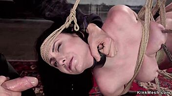 Bound brunette gets her ass pounded by big cock