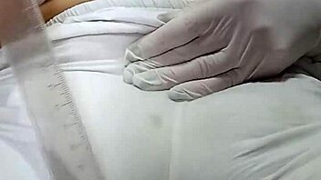 the punishment with white pants involves some spanking on her pussy but it's just a light tap