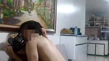 Blonde Filipina model's sensual couch cosplay
