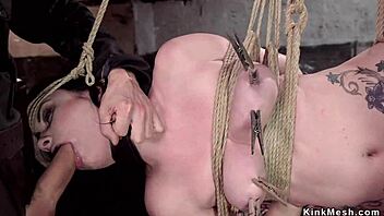 Bound brunette gets her ass pounded by big cock