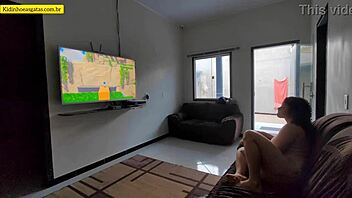 young girl spreads legs on couch for fuck