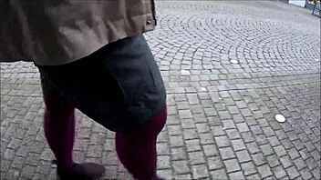Pantyhose Tease In Outdoor Public Setting