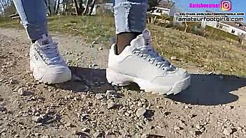 Pretty Girl Crushes Fila Sneakers In Wet Nylon