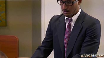 Men in HR meeting give blowjobs and eat cum from big cocks