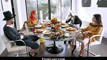 Daddy and mommy get intimate on Thanksgiving Day