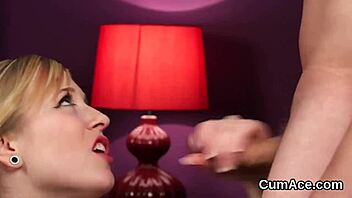 Slutty babe loves cum on her face