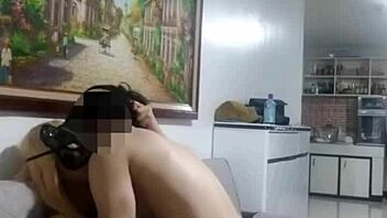 Rough couch sex with blonde Filipina model in cosplay