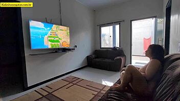 young girl spreads legs on couch for fuck