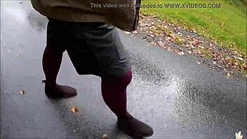 Pantyhose Tease In Outdoor Public Setting