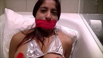 busty indian bikini babe bound and gagged in the bathtub 😈