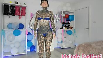 Melody Radford's small bikini collection: amateur teen's tattooed boobs