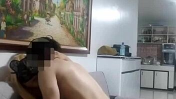 Rough couch sex with blonde Filipina model in cosplay