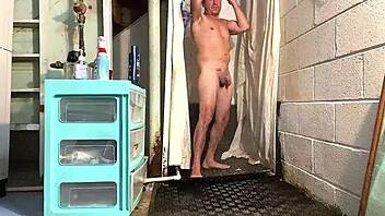 Gay anal play and self-pleasure under the shower
