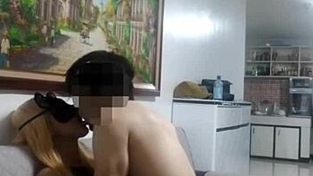 Rough couch sex with blonde Filipina model in cosplay