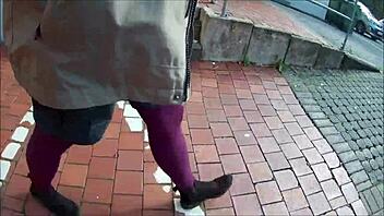 Pantyhose Tease In Outdoor Public Setting