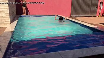 Young adults engage in sexual activities while swimming in a pool at a private residence