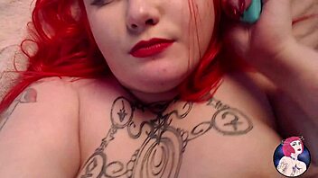 Redhead Chubby Babe Plays With Huge Natural Tits