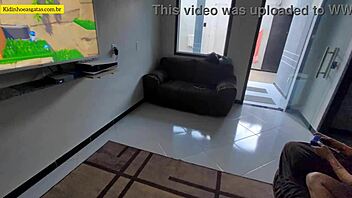 young girl spreads legs on couch for fuck