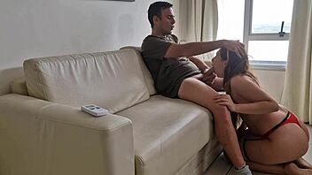 Latina blonde rossi hard eagerly sucks cock with juicy mouth in homemade video