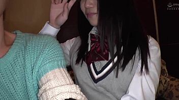 Young Asian girl gets naughty in school uniform and films herself having sex