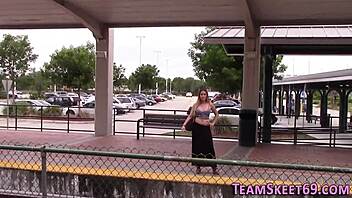 Teen babe fucks hard for creampie.