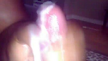 hey, check out this shaved ebony handjob leading to cumshot