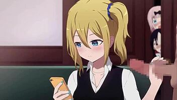 Hayasaka ai gives a handjob in this anime