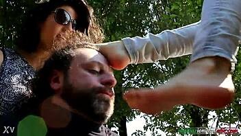 Valeria's first wild outdoor threesome with two dominant girls.