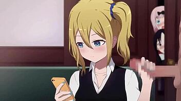 Hayasaka ai gives a handjob in this anime