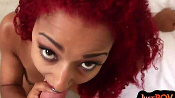 Pov redhead babe rides cock after handjob.