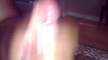 hey, check out this shaved ebony handjob leading to cumshot