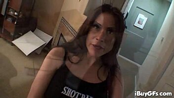 saucy busty brunette sheila marie teases shaved pussy