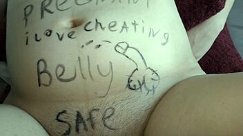 Voluptuous wife blindfolded and covered in bodywritings - Milky mari
