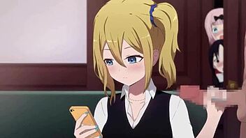 Hayasaka ai gives a handjob in this anime