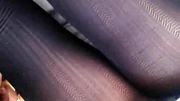 Peek up her nylon skirt and see her panties